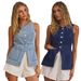 Women's Clothing Women's Summer Fashion Casual Slim Button Cardigan Denim Vest 89128_ecoleips.com