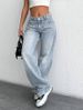 American Street Retro Ash Gray Washed Jeans For Women, Autumn And Winter Hot-Selling High-Waisted Loose Wide-Leg_ecoleips.com
