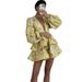 Women Elegant Sweet Printed Deep V Neck Tiered Cake Dress Casual Vacation Flowy A Line Midi Dress_ecoleips.com