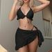 Women's Clothing Fashion Sexy Backless Halter Neck Lace Up Split Seaside Vacation Bikini Three Piece Swimsuit_ecoleips.com