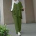 Muslim Sleeve Pocket Hidden Door Tube Dyed Button Elastic Waist Long Pants Shirt Set Factory Wholesale_ecoleips.com