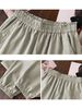 Women's Casual Pants Elastic Waist Solid Color Pockets_ecoleips.com