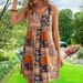 Stylish Vacation Wear Women Loose‑Fit V‑Neck All‑Over Print Casual Long Dress_ecoleips.com