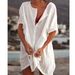 Women's Clothing Shirts Multi Color Multi Size Medium Long Loose Solid Color Short Sleeved Shirts_ecoleips.com