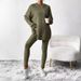 Women's Clothing Ribbed Loose Hooded Long Sleeved Casual Trousers Threaded Suit_ecoleips.com