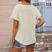 Cross-border European And American Summer Clothing V-neck Loose Short-sleeve Solid Color Elegant Women's T-shirt_ecoleips.com