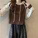 Real Shot Of A Color-blocked Hooded Short Cotton Sweatshirt Petite Women, Thin Design For Spring Autumn, European And_ecoleips.com