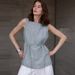 Mid-length Round-neck Pure Linen Women's Tank Top, High-end Old Money Style, Color-woven, Summer Tie-up, Loose_ecoleips.com