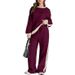 Women's Color Blocked Casual Sportswear Set Loose Fit Wide Leg Pants Two Piece Outfit Autumn Arrival_ecoleips.com