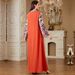 Women's Ethnic Style Long Robe Embroidered Dress Elegant Printed Jalabia Gown with Long Sleeves for Evening Wear_ecoleips.com