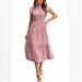 Women's Dress With Flying Sleeves, Pleated Layers, Short Sleeves, And A Wide Skirt_ecoleips.com