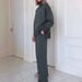 Minimalist Workwear Set - Long Sleeve Knit Top + Relaxed Pants, Breathable Stretch Fabric For Office & Weekend Errands (Gray/Red/Navy, S-XXXL)_ecoleips.com