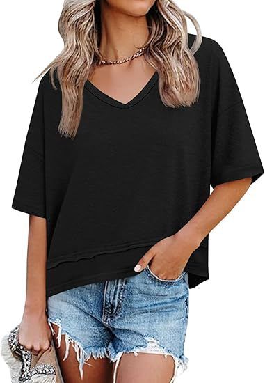 2026 European And American Cross-border Foreign Trade Spring-summer New Women's Clothing Solid Color V-neck_ecoleips.com