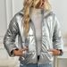 AC660 Shiny For Women 2024 Winter New Korean Style Puffer Jacket With Stand Collar Women's Cotton Coat_ecoleips.com