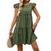 Women's Ruffled Bohemian Solid Color Dress Summer Thin Casual Fashion Adult Clothing_ecoleips.com