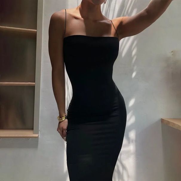 Summer New Arrival Women's Spaghetti Strap Dress Elegant Long Temperament Slim Fit Fashion Dress_ecoleips.com