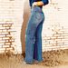 Distressed High-Waisted Stretch Jeans For Women - Comfortable Straight Leg Denim Pants With Button Details_ecoleips.com