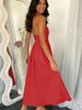 Women Dress Halter Square Neck High Waist A Line Midi Gown Chic New Spring Summer Casual Dress Beach Date Flowy Outfit_ecoleips.com