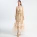 Women's Clothing Luxury Banquet Evening Dress Puffy Dress Spring And Summer Mesh Gauze Heavy Sequins Fungus Perspective Dress_ecoleips.com