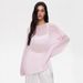 Breathable Lace Knit Top For Women - Oversized Round Neck Flared Sleeve Lightweight T-Shirt Trendy Fashion_ecoleips.com