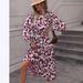 Autumn/Winter Women's Leopard Print Printed Belted Long-Sleeved Dress With Wide Skirt_ecoleips.com