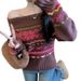 girl Shot Real Price Retro Coarse Knit Off-Shoulder Sweater Autumn Winter Loose Christmas Top Coat For Women_ecoleips.com
