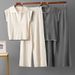 Women's Clothing Half Zip Turtleneck Knitted Suit Spring And Summer Loose Stylish Sweater Temperament Top Casual Sports Wide Leg Pants_ecoleips.com