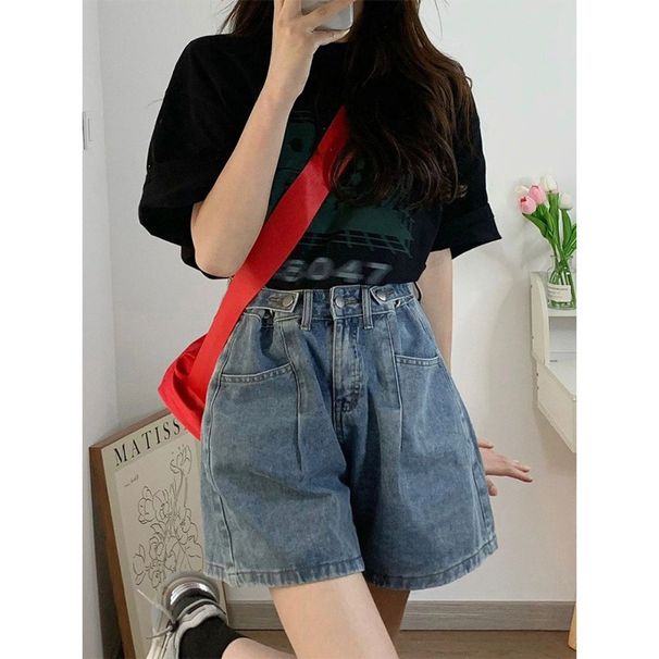 High-waisted Denim Summer Loose Casual A-line Slimming Shorts Plus-size Women, Suitable For Pear-shaped Body Types_ecoleips.com