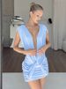 Weird Puss Sexy Cross Ruched Dress Women Deep V-Neck Sleeveless Backless Hollow Patchwork Peach Hip Stretch Slim Party Bodycon_ecoleips.com