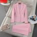 Elegant Women's Pink Blazer & Pants Suit – Professional Office Wear With Modern Style_ecoleips.com