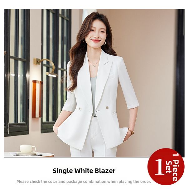 Women's Lightweight Blazer Set Summer Slim Fit Office Suit Jacket With Flared Pants Professional Elegant_ecoleips.com