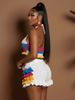 Colorful Beach Resort Style Knitted Set For Women Halter Neck Top And Shorts Two Piece Casual Wear_ecoleips.com