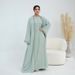Voya Lightweight Nida Fabric 2-Piece Abaya Set - Flowy Pink Open Robe & Slim Inner Dress - Breathable Modest Wear With Lace Trim For Daily, Prayer & Eid_ecoleips.com