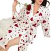 Aria Basics European American Cross-border Summer Plus-size Ribbed Heart-pattern Home Wear, Lace-up Robe, Casual And Wearable_ecoleips.com
