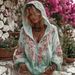 Unisex Hooded Zip-Up Sweatshirt With Cherry Blossom Art Print, Loose Fit, 3d Floral Design, Long Sleeve, Casual Streetwear_ecoleips.com