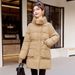 girl Lamb Wool 2025 Winter New Down Jacket For Women, Mid-Length Korean Style Coat, Waist-Cinching Cotton Padded Jacket,_ecoleips.com