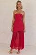 Women's Clothing Elegant Sexy Tube Top Hip Mesh Splicing Solid Color Dress Long_ecoleips.com