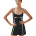 New Summer Street Sports Color-Block Sleeveless Casual Tennis Dress With Slimming Design And Straps_ecoleips.com