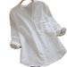 2023 Summer New Fashionable Shirt For Plus-Size Women, Casual Loose Slimming Cotton-Linen Blouse Jacket_ecoleips.com
