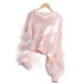 Women's Clothing Women's Pink Knitted Top Loose Fit Soft Cozy High-End Sweater Unique Beautiful Early Autumn_ecoleips.com