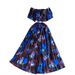 Elegant Off-Shoulder Long Dress With Rhinestone Embroidery Floral Print Waist-Defining Ruffle Sleeves Formal Evening Gown_ecoleips.com