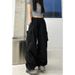 2025 Y2K Trousers Women Cargo Pants Straight Wide Leg Drawstring Pockets Kpop High Waisted Breathable Solid Color Sweatpants_ecoleips.com
