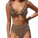 New European And American Split Solid Color BIKINI Swimsuit Women's Sexy Pleated Multi Color Swimming Suit_ecoleips.com