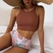 Women's High Waist Bikini Set Swimwear Quick Dry Sexy Stretchy Leaf Print Beach Pool Clothing_ecoleips.com