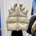 Women's Lightweight Hooded White Goose Down Vest, Oversized Short Puffer Jacket, Casual Zip-Up Outerwear For Fall & Winter_ecoleips.com