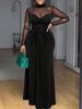 Elegant High-Neck Fishtail Dress With Sheer Mesh Panels & Bodycon Fit – Sexy Slimming Evening Gown For Women_ecoleips.com