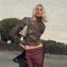 Vintage-Inspired Distressed PU Leather Jacket – Cropped Cafe Brown Biker Style (Stand Collar Retro Outerwear For Women)_ecoleips.com