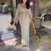 Women's Clothing Autumn New Arrival: Elegant Anti Denim Long Sleeve Shirt + Slim Fit Midi Skirt_ecoleips.com
