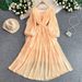 Vacation-Inspired Floral V-Neck Maxi Dress – Elegant Flowy A-Line Dress For Women, Summer Boho Chic Loose Fit Long Dress_ecoleips.com
