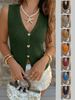 Women's Casual V-Neck Knit Vest, Sleeveless Button-Up Sweater Tank, 8 Colors Available_ecoleips.com